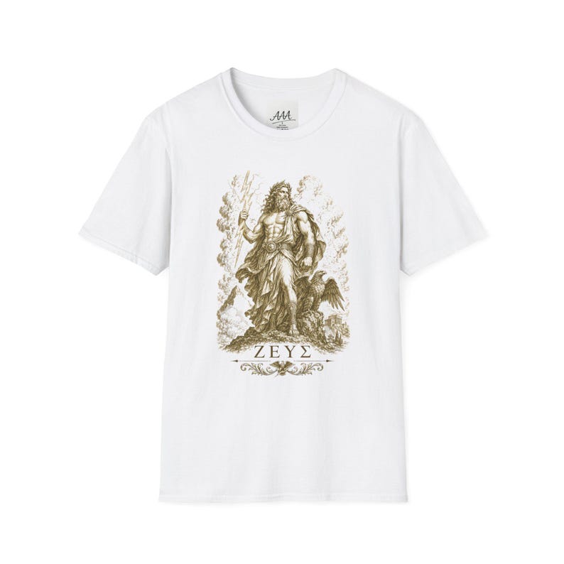 Zeus T-Shirt | King of the Gods Greek Mythology Tee | Ancient Greece Graphic Shirt | Gift for History Lover | Unisex Soft Cotton image 1