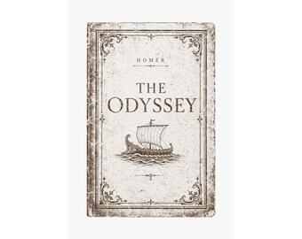 The Odyssey Vintage Book Cover Wall Art Poster | Homer Greek Literature Matte Print, Ancient Greece Decor