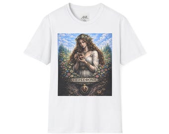 T-shirt esthétique Perséphone, chemise mythologie féminine sombre, t-shirt déesse florale gothique, collection olympienne