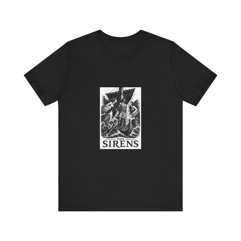 The Sirens Greek Mythology T-Shirt | Homer Odyssey Linocut Art | Dark Academia Literary Gift image 3