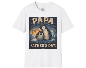 Chemise papa, t-shirt mon premier héros, mon ami de toujours, joli cadeau de fête des pères pingouin, chemise papa et bébé pingouin, cadeau papa d'un enfant