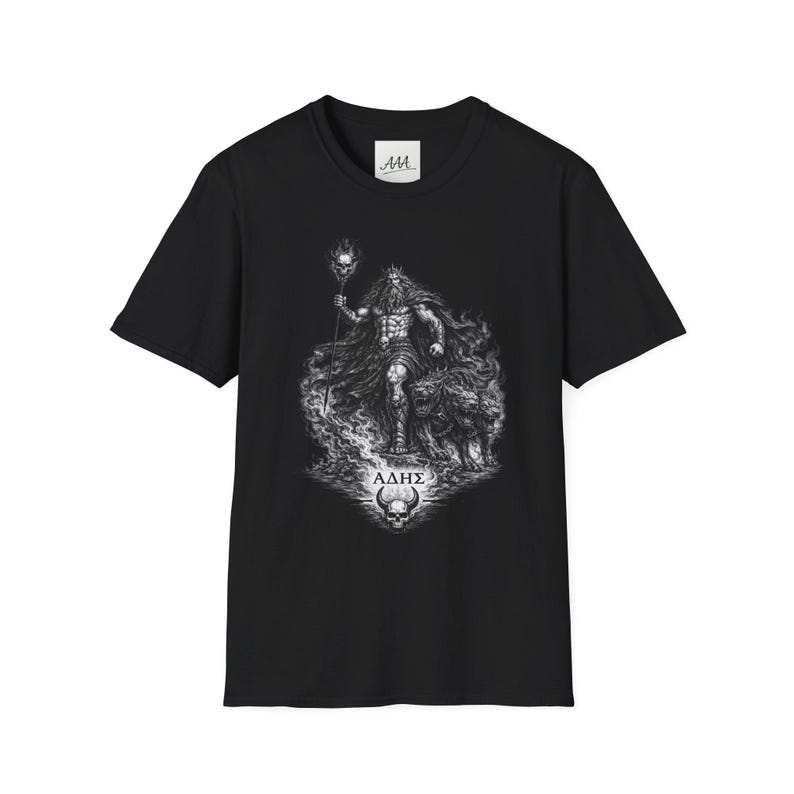 ハデス（ギリシャ神話の神）Tシャツ｜ダークファンタジー ハデスとケルベロス ユニセックスTシャツ｜オリンピアンコレクション 画像 4
