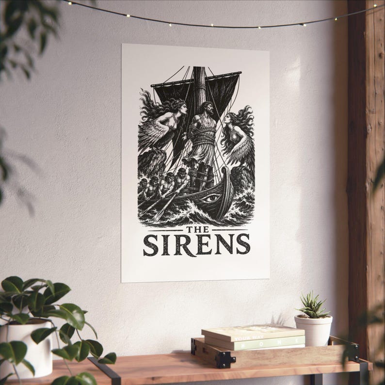 Póster de arte mural de Las Sirenas / Impresión mate de mitología griega, La Odisea de Homero, decoración de la Antigua Grecia imagen 6