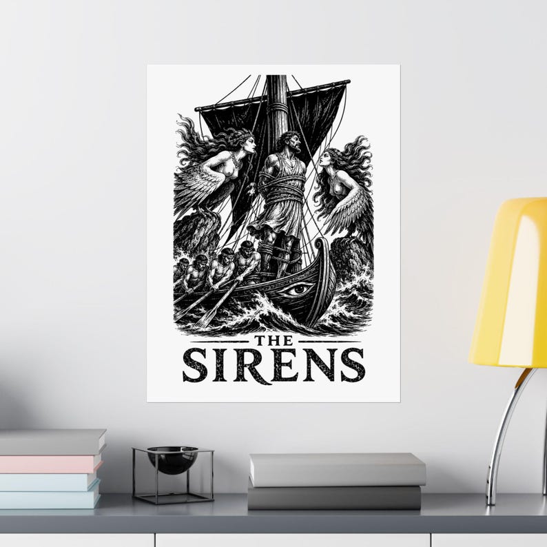 Póster de arte mural de Las Sirenas / Impresión mate de mitología griega, La Odisea de Homero, decoración de la Antigua Grecia imagen 16