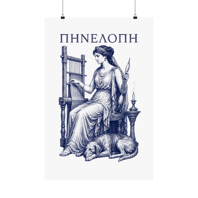 Penelope Wall Art Poster | Greek Mythology Matte Print, The Odyssey Homer Ancient Greece Decor image 1