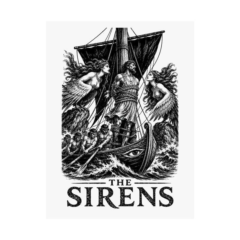 Póster de arte mural de Las Sirenas / Impresión mate de mitología griega, La Odisea de Homero, decoración de la Antigua Grecia imagen 10