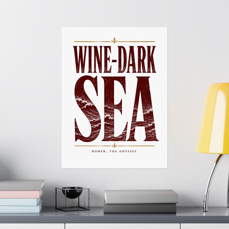 Wijnkleurige zee muurposter | Homerus' Odyssee matte print, Griekse mythologie literaire citaat, decoratie voor het oude Griekenland afbeelding 16