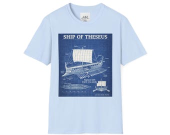 -shirt Le navire de Thésée | T-shirt Philosophy Paradox | Cadeau étudiant en philosophie | graphique Intellectuelle | T-shirt Expérience de réflexion