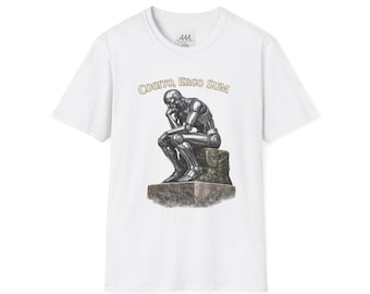 -shirt avec statue de penseur cyberpunk | T-shirt à motif robot philosophe