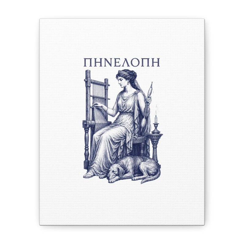 Penelope Weaving Canvas Wall Art | The Odyssey Homer Ancient Greece Mythology Home Decor Gift image 1