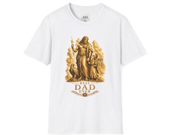 Meilleur papa de tous les temps chemise Zeus, t-shirt fête des pères de la mythologie grecque, cadeau papa et fille, t-shirt éclair Zeus doré, cadeau pour amoureux de la mythologie