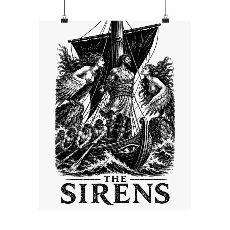 Póster de arte mural de Las Sirenas / Impresión mate de mitología griega, La Odisea de Homero, decoración de la Antigua Grecia imagen 17