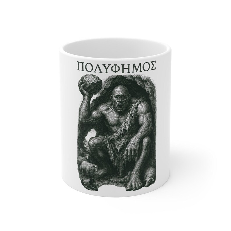 Polyphemus Cyclops Coffee Mug 11oz | The Odyssey Homer Greek Mythology Monster Gift, Ceramic Tea Cup image 1