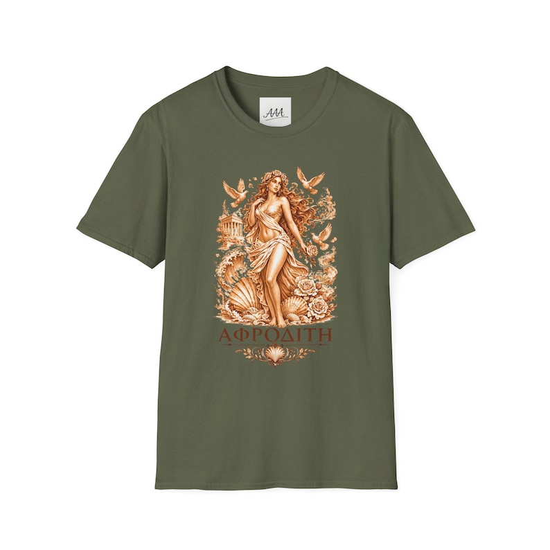 Aphrodite T-Shirt | Griechische Göttin der Liebe Mythologie Tee | Antikes Griechenland Grafik-Shirt | Geschenk für Sie | Weiche Unisex-Baumwolle Bild 5