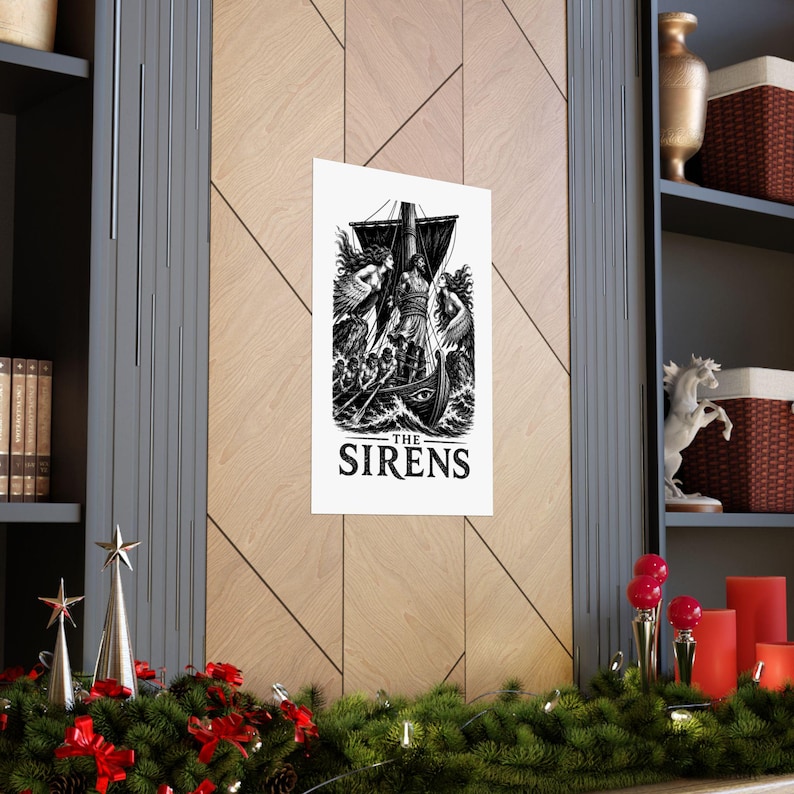 Póster de arte mural de Las Sirenas / Impresión mate de mitología griega, La Odisea de Homero, decoración de la Antigua Grecia imagen 5