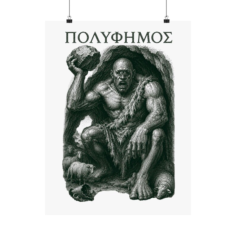 Polyphemus Cyclops Wall Art Poster | Greek Mythology Matte Print, The Odyssey Homer Ancient Greece Decor image 9