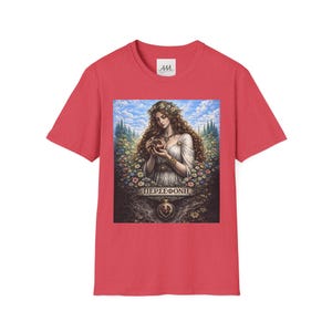 Persephone Aesthetic T-Shirt, Dark Feminine Mythology Shirt, Gothic Floral Goddess Tee, Olympian Collection image 12