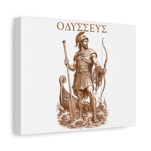 Odysseus Greek Warrior Canvas Wall Art | The Odyssey Homer Ancient Greece Mythology Home Decor Gift image 1