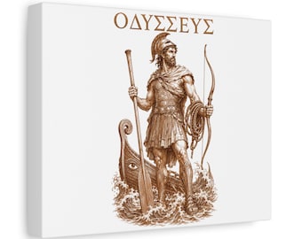 Odysseus Greek Warrior Canvas Wall Art | The Odyssey Homer Ancient Greece Mythology Home Decor Gift