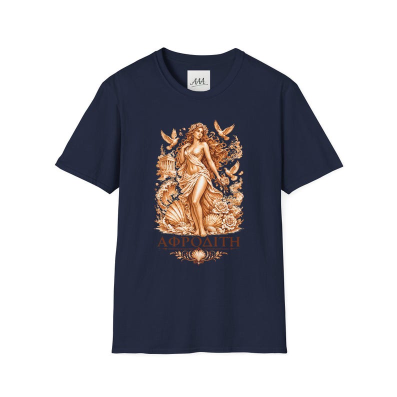 Aphrodite T-Shirt | Griechische Göttin der Liebe Mythologie Tee | Antikes Griechenland Grafik-Shirt | Geschenk für Sie | Weiche Unisex-Baumwolle Bild 15