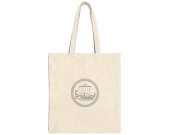 Greek Ship Emblem Tote Bag | The Odyssey Homer Ancient Greece Mythology Literary Gift