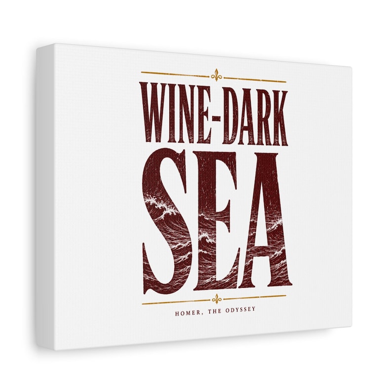 Wine Dark Sea Canvas Wall Art | The Odyssey Homer Ancient Greece Mythology Literary Home Decor Gift image 1