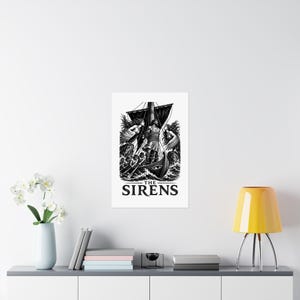 Póster de arte mural de Las Sirenas / Impresión mate de mitología griega, La Odisea de Homero, decoración de la Antigua Grecia imagen 8