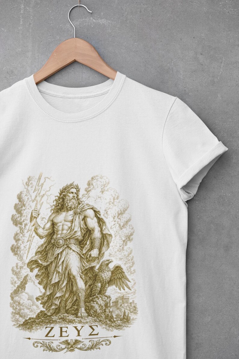 Zeus T-Shirt | King of the Gods Greek Mythology Tee | Ancient Greece Graphic Shirt | Gift for History Lover | Unisex Soft Cotton image 2