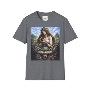 Persephone Aesthetic T-Shirt, Dark Feminine Mythology Shirt, Gothic Floral Goddess Tee, Olympian Collection image 6