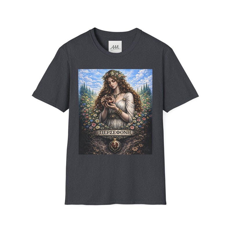 Persephone Aesthetic T-Shirt, Dark Feminine Mythology Shirt, Gothic Floral Goddess Tee, Olympian Collection image 10