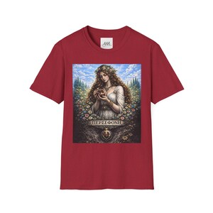 Persephone Aesthetic T-Shirt, Dark Feminine Mythology Shirt, Gothic Floral Goddess Tee, Olympian Collection image 13