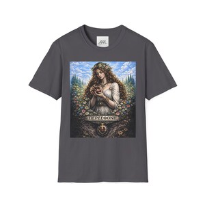 Persephone Aesthetic T-Shirt, Dark Feminine Mythology Shirt, Gothic Floral Goddess Tee, Olympian Collection image 9