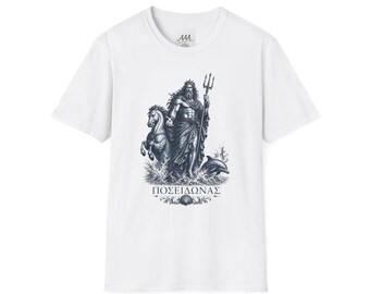 Poseidon T-Shirt | Greek God of the Sea Mythology Tee | Ancient Greece Graphic Shirt | Gift for Ocean Lover | Unisex Soft Cotton