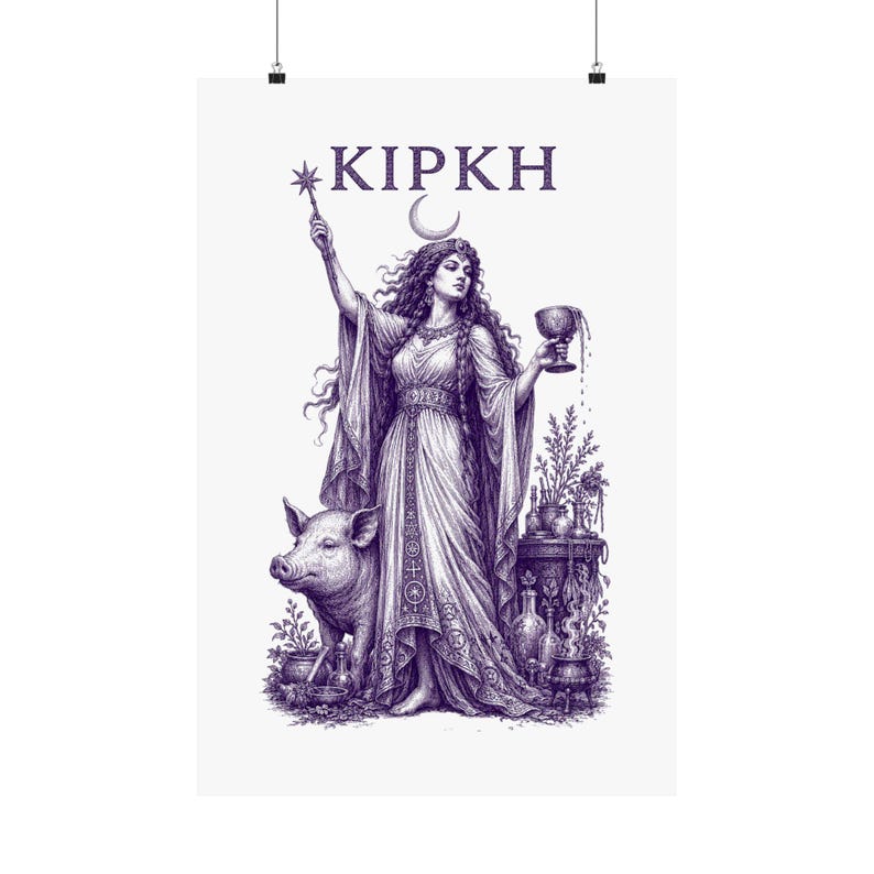 Circe Enchantress Wall Art Poster | Greek Mythology Matte Print, The Odyssey Homer Ancient Greece Decor image 1