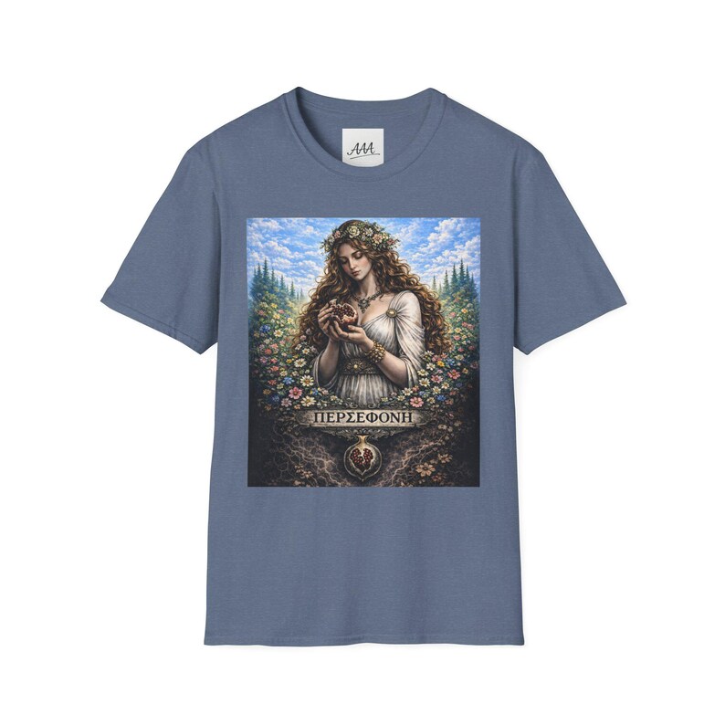 Persephone Aesthetic T-Shirt, Dark Feminine Mythology Shirt, Gothic Floral Goddess Tee, Olympian Collection image 8