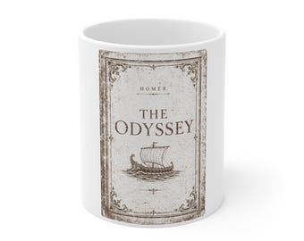 The Odyssey Vintage Book Cover Coffee Mug 11oz | Homer Greek Literature Gift, Ceramic Tea Cup