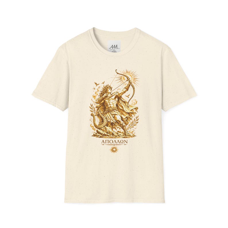 Apollo Greek God T-Shirt | Sun God Lyre Mythology Tee | Ancient Greece Graphic Shirt | Gift for Music Lover | Unisex Soft Cotton image 8