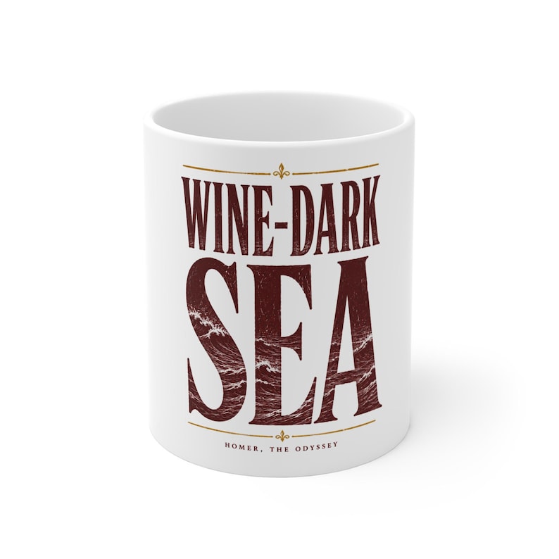 Kubek do kawy Wine Dark Sea 11 uncji | Odyseja Homer, prezent z mitologii greckiej, ceramiczny kubek do herbaty zdjęcie 1