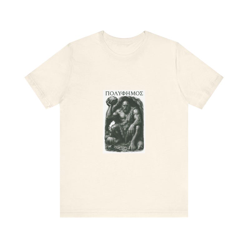 Polyphemus Cyclops Greek Mythology T-Shirt | Homer Odyssey Monster | Dark Academia Literary Gift image 4
