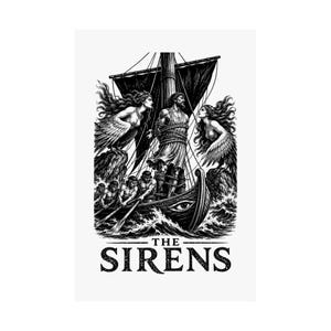 Póster de arte mural de Las Sirenas / Impresión mate de mitología griega, La Odisea de Homero, decoración de la Antigua Grecia imagen 2