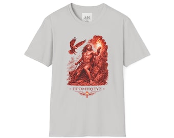 Chemise Prométhée Tee-shirt mythologie grecque Chemise Titan Fire Chemise art mythologie Cadeau pour amateur d'histoire T-shirt olympien