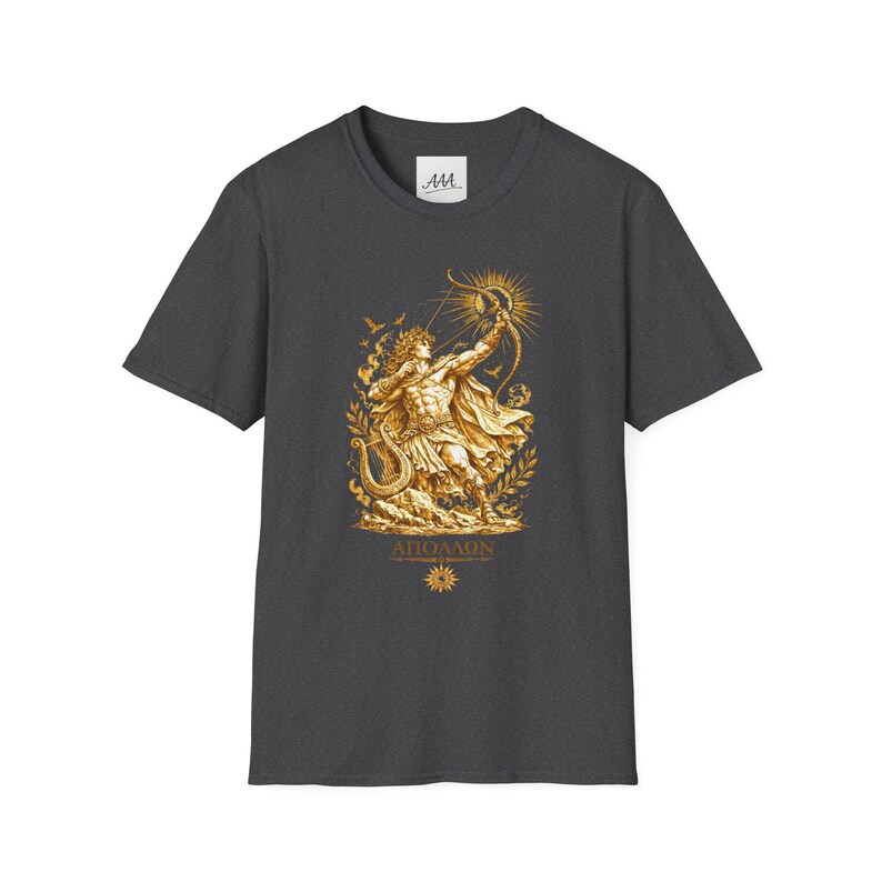 Apollo Greek God T-Shirt | Sun God Lyre Mythology Tee | Ancient Greece Graphic Shirt | Gift for Music Lover | Unisex Soft Cotton image 10