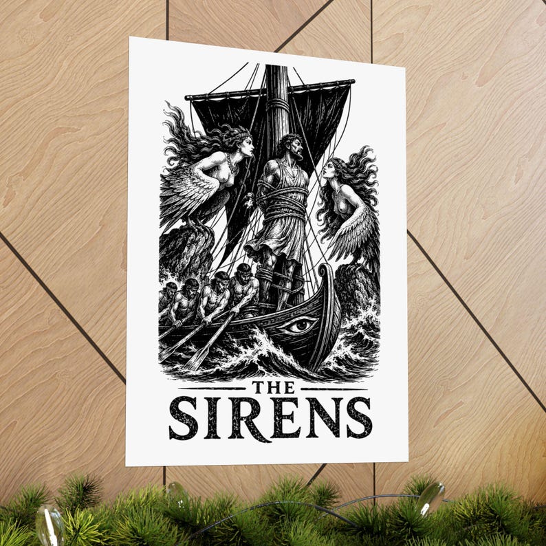Póster de arte mural de Las Sirenas / Impresión mate de mitología griega, La Odisea de Homero, decoración de la Antigua Grecia imagen 13