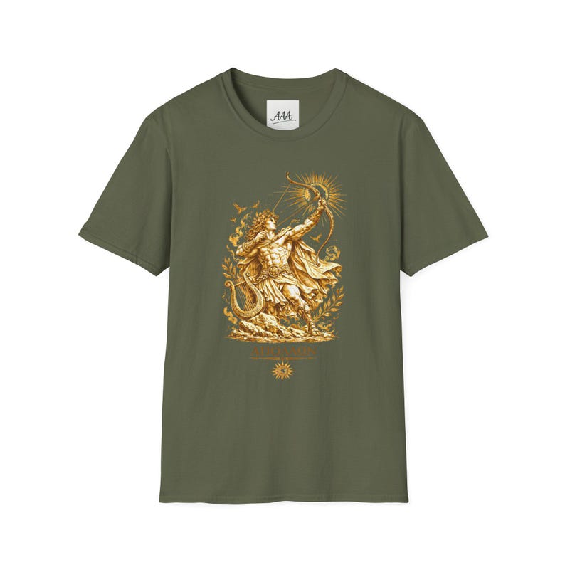 Apollo Greek God T-Shirt | Sun God Lyre Mythology Tee | Ancient Greece Graphic Shirt | Gift for Music Lover | Unisex Soft Cotton image 9