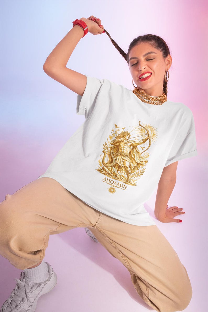 Apollo Greek God T-Shirt | Sun God Lyre Mythology Tee | Ancient Greece Graphic Shirt | Gift for Music Lover | Unisex Soft Cotton image 4
