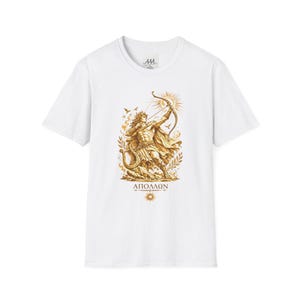 Apollo Greek God T-Shirt | Sun God Lyre Mythology Tee | Ancient Greece Graphic Shirt | Gift for Music Lover | Unisex Soft Cotton image 1