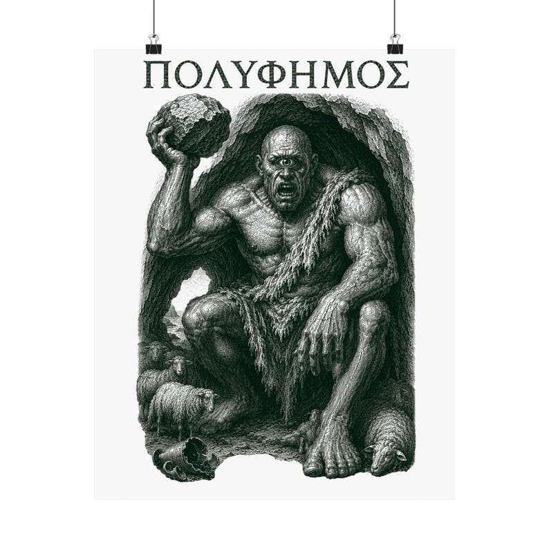 Polyphemus Cyclops Wall Art Poster | Greek Mythology Matte Print, The Odyssey Homer Ancient Greece Decor image 17
