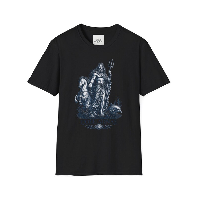 Poseidon T-Shirt | Greek God of the Sea Mythology Tee | Ancient Greece Graphic Shirt | Gift for Ocean Lover | Unisex Soft Cotton image 4