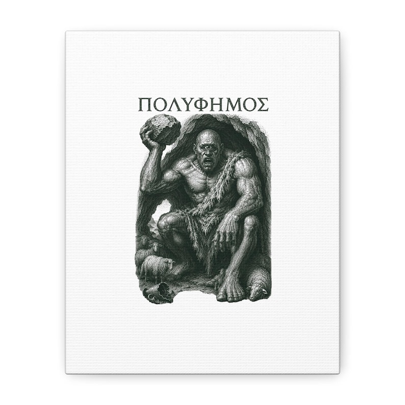 Cuadro decorativo de pared de Polifemo el Cíclope / La Odisea de Homero, mitología griega antigua, decoración del hogar, regalo imagen 1
