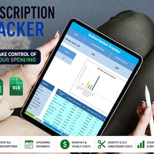 Planificador de suscripciones en Excel y Google Sheets / Planificador de presupuesto de gastos mensuales (descarga digital)